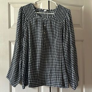 Navy Blue Gingham Old Navy Blouse